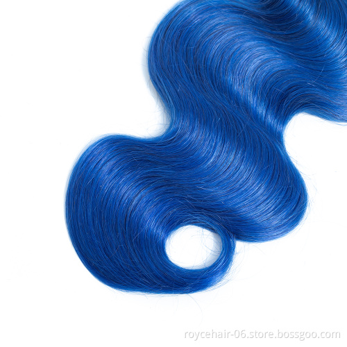 100% Virgin Remy Brazilian Human Hair Bundles Ombre Color Body Wave Human Hair Curly  Bundles  OT Blue Hair